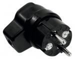 Toitepistik CEE7/7, 16A / 250V, maanduseta, IP44, nurgaga paremale, must
