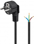 220V Toitekaabel 5.0m, must, CEE 7/7 - lahtise otsaga