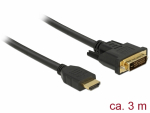 HDMI - DVI-D Dual Link kaabel 3.0m, kullatud 2560x1600@60Hz, (sign suund HDMI <> DVI) t&ouml;&ouml;tab m&otilde;lemas suunas