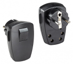 Toitepistik CEE7/7, 16A / 250V, maandusega, lame, l&uuml;litiga, must