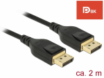 DisplayPort kaabel 2.0m, kullatud, kolmekordne varje, 8K Ultra HD (7680x4320@60Hz), must