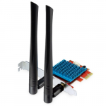V&otilde;rgukaart: PCIe: 5800Mbps AX 6GHz, 2400Mbps AC 5Ghz, 574Mbps N 2.4 GHz, WiFi 7, Bluetooth 5.4