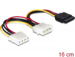 SATA Toitekaabel 4 pin (M) - Sata 15 pin (F) + toide 4 pin (F) 0.2m