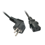 220V Toitekaabel 2.0m, must, CEE 7/7 pistik nurgaga - C13