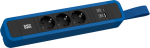 Toitepaneel 3 kohta Schuko 2.0m, rihmaga, 1 x USB-A, 1 x USB-C, 324x64x45mm, must/sinine