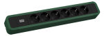 Toitepaneel 6 x Schuko 2.0m, 389x64x45mm, must/roheline