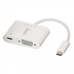 Konverter USB-C (M) - VGA (F) + USB-C (F) 1080p 0.15m (laadimine kuni 60W)