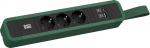 Toitepaneel 3 kohta Schuko 2.0m, rihmaga, 1 x USB-A, 1 x USB-C, 324x64x45mm, must/roheline