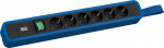 Toitepaneel 6 kohta Schuko 2.0m, l&uuml;litiga, rihmaga, 431x64x45mm, must/sinine