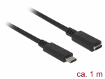 USB-C pikenduskaabel 1.0m, USB 3.1 5Gbps, 3A, must