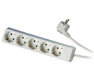 Maandusega pikendusjuhe 5 osa / 5.0m, max 3500W, valge, ilma l&uuml;litita