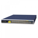 Switch: 24 x 10/100/1000Mbps PoE+, 4 x SFP+, 1 x RJ-45 console, Layer 3, -40 to 75&deg;C