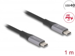 USB-C kaabel 1.0m, USB 4 40Gbps, 5A, 240w, 48V must/hall