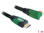 HDMI kaabel 1.0m, ethernet, 4K 4096x2160@24 Hz / 3840x2160@30Hz, 1x90&deg; nurgaga, roheline