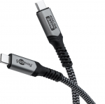 USB-C kaabel 1.8m, USB4, 40Gbps, 240W, tekstiilist kattega, must