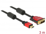 HDMI - DVI-D Single Link kaabel 3.0m, kullatud, 1920x1200@60Hz (sign suund HDMI > DVI)