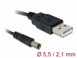 USB 2.0 kaabel A - DC 2.1mm/5.5mm 1.0m, 5V, must