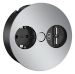 Pistikupesa Twist 1 x CEE7/3 0.2m, 2 x USB-A, kroomitud matt