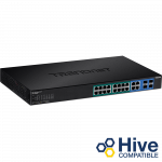PoE+ Switch: 16 x 10/100/1000Mbps PoE+, 2 jagatud Mini-GBIC (SFP) pesa, Web Smart, r&auml;kitav, 370W