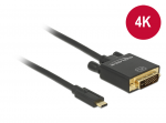 USB-C - DVI kaabel 3.0m, 4K@30hz, must
