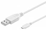 USB 2.0 kaabel A - Micro B 0.6m, valge