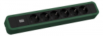 Toitepaneel 6 kohta Schuko 2.0m, 389x64x45mm, must/roheline