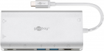 Konverter USB-C (M) - HDMI (F) 1080@60Hz / 4K@ 30Hz, 2xUSB 3.0, VGA, RJ45, USB-C laadimine