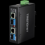 T&ouml;&ouml;stuslik PoE++ FO konverter: 2 x 100/1000Base-T <> 2 x SFP Media Converter, 90W, IP30, -40 to 75