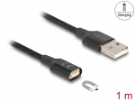 Magnetiline USB laadimiskaabel, must, 1 m