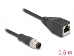 Pikenduskaabel M12-RJ45 8 kontakti A-coded 0.5m PVC