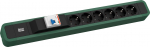 Toitepaneel 6 kohta Schuko 2.0m, rikkevoolukaitsmega, 516x64x45mm, must/roheline