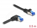 V&otilde;rgukaabel Cat6a S/FTP 0.5m, must, 1x90&deg; nurgaga paremale)