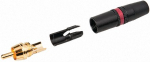 RCA pistik kaablile, punane, metall, kullatud ų3,0..6,1mm (Neutrik)