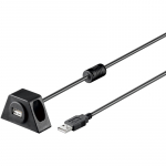 USB 2.0 pikenduskaabel A - A 2.0m, must, ferriidiga (mounting bracket)