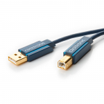 USB 2.0 kaabel A - B 3.0m, kullatud, OFC, topeltvarjega, tumesinine