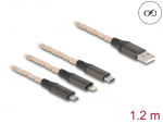 USB 2.0 kaabel A - USB-C, Micro - B, 8-pin Lighting, RGB, 1.2m