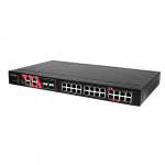 Switch: 24 x 10/100/1000BaseT(X) PoE+, 4 x 10/100/1000BaseT(x) / 4 x SFP, -40 kuni 75&deg;C, manageeritav, rackitav, 48-57VDC