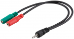 &Uuml;leminek 3.5mm (M) 4-pin - 2x3.5mm (F) 3-pin, stereo, 0.3m