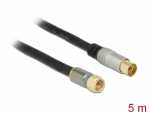 Antennikaabel F pistik / IEC pesa 5.0m RG-6/U, premium, kullatud otstega, must