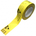 PVC PACKING TAPE - ESD symbol printed - black on yellow Roll 50mm x 66mt