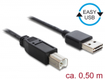 USB 2.0 kaabel A - B 0.5m, kahe poolse A pistikuga, Easy USB, must