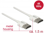 HDMI kaabel 1.5m, ethernet, 3D 1920x1080@60Hz, 4K 3840x2160@60Hz,Slim, valge