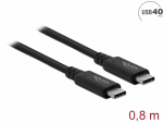 USB-C kaabel 0.8m, USB 4 40Gbps, 5A, 100w, 20V must