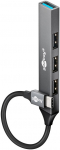 USB-C 3.2 hub: 3x USB 2.0, 1x USB 3.2, Slim, hall