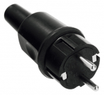 Toitepistik CEE7/7, 16A / 250V, kummist, maandusega, must