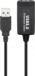 USB 2.0 pikenduskaabel A - A 10.0m, must, kullatud, active