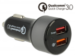 USB Autolaadija 2 x USB 2.0-A, 12V/24V, Qualcomm Quick Charge 3.0