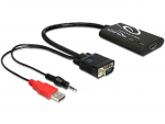 Konverter HDMI (M) - VGA + Audio + USB toide (kaablitega), 2K