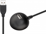 USB 2.0 pikenduskaabel A - 2x A 1.5m, must, Desktop foot