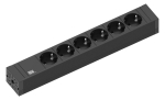 Toitepaneel 6 x Schuko 2.0m 353x53x52mm k&otilde;rvadega must